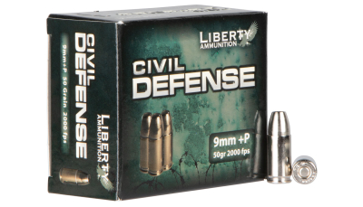 Liberty Ammunition LACD9014 Civil Defense  9mmLuger+P 50gr Lead Free Fragmenting Hollow Point 20 Per Box/50 Case