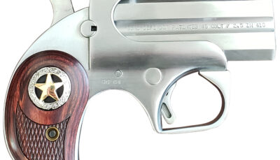 Bond Arms BARD Rustic Defender 45 Colt (LC) Caliber or 2.50" 410 Gauge 2rd 3" Barrel, Stainless Steel Finish, Rosewood Grip w/Integrated Star, Includes Exclusive Holster Package