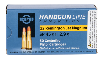 PPU PPH22RJ Handgun  22RemJetMag 45gr Soft Point 50 Per Box/10 Case