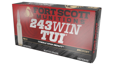 Fort Scott Munitions 243070SCV Tumble Upon Impact (TUI) Rifle 243Win 70gr Solid Copper Spun 20 Per Box/10 Case