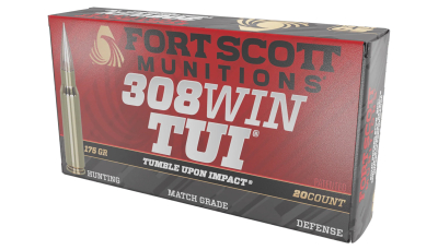 Fort Scott Munitions 308175SCV2 Tumble Upon Impact (TUI) Rifle 308Win 175gr Solid Copper Spun 20 Per Box/10 Case