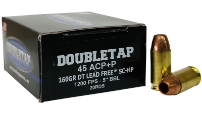 DoubleTap Ammunition 45A160XM   45ACP 160gr Lead Free Hollow Point 20 Per Box/50 Case