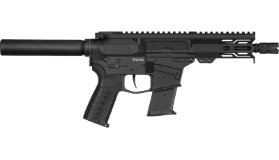 CMMG 57A9A0FAB Banshee MK57 5.7x28mm 20+1 5" Black Nitride Medium Taper Threaded Barrel, M-LOK Handguard, Black Armor Cerakote Aluminum Receiver w/Picatinny Rail, Black Pistol Tube, CMMG Zeroed Grip