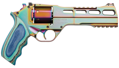 Chiappa Firearms 340301 Rhino 60DS Nebula 357 Mag Caliber with 6" Picatinny Rail/Vent Rib, 6rd Capacity Cylinder, Overall Rainbow PVD Metal Finish & Blue Laminate Grip