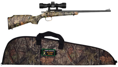Crickett KSA2163BSC Youth Package 22 LR 1rd 16.12" Blued Barrel/Receiver, Mossy Oak Break-Up Synthetic Stock, Rebounding Firing Pin Safety Includes 4x32mm Scope, Scope Mount & Soft Case