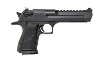 Magnum Research DE429 Desert Eagle Mark XIX 429 DE 7+1, 6" Black Steel Barrel, Matte Black Serrated Carbon Steel Slide & Frame w/Beavertail, Black Rubber Grip, Manual Thumb Safety, Right Hand