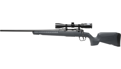 Savage Arms 32251 Axis 2 XP Combo Compact 243 Win 4+1 20" Matte Black Heavy Sporter Barrel & Drilled & Tapped Carbon Steel Receiver, Fixed Matte Gray Synthetic Stock, Left Hand, Boresighted 3-9x40mm