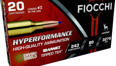 Fiocchi 243TTSX Hyperformance  243Win 80gr Barnes Tipped TSX 20 Per Box/10 Case