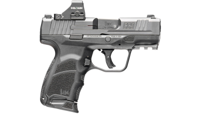 HK 81001132 CC9  9mm Luger 10+1 3.32" Black Polygonal Rifled Barrel, Optic Ready RMSc/407k Footprint/Serrated Steel Slide, Polymer Frame w/Picatinny Rail, Black Interchangeable Backstrap Grip