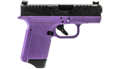 Gforce Arms GF932512PUB Rapture  Sub-Compact Frame 9mm Luger 12+1 3.25" Black Steel Barrel, Black Optic Cut/Serrated Steel Slide, Purple Cerakote Polymer Frame