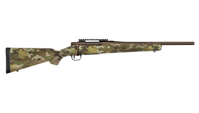 Mossberg 28280 Patriot  Compact 350 Legend 4+1 18" Patriot Brown Cerakote Threaded Bull Barrel, Patriot Brown Cerakote Steel Receiver w/Picatinny Rail, MultiCam Fixed Synthetic Stock