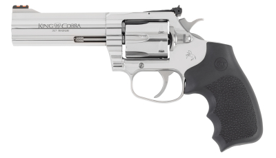 Colt Mfg KCOBRASB4RTS King Cobra Target 357 Mag 6rd Shot 4.25" Stainless Steel Barrel, Cylinder & Frame, Black Hogue Overmolded Grip, Exposed Hammer