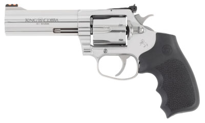 Colt Mfg KCOBRASB4RTS King Cobra Target 357 Mag 6rd Shot 4.25" Stainless Steel Barrel, Cylinder & Frame, Black Hogue Overmolded Grip, Exposed Hammer