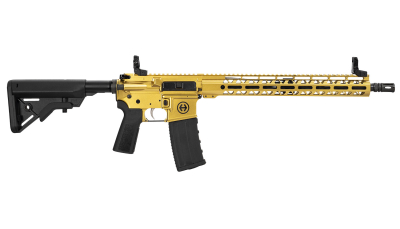 Hi-Point HP15R-556GOLD HP 15R 5.56 NATO 30+1 16" Black Threaded Barrel, Gold Aluminum Receiver w/Picatinny Rail, M-LOK Handguard, B5 Bravo Black Polymer Stock, Black B5 P Type 23 Grip