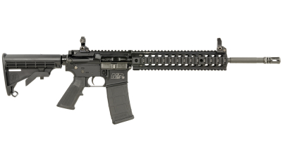 Smith & Wesson LE 311001 M&P15 T 223 Rem, 5.56x45mm NATO 30+1 16" Black Finish, 6 Position Stock, Polymer Grip, Troy Quad Rail & Battle Sights Right Hand