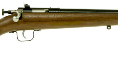 Crickett KSA2238 Youth 22 LR 1rd 16.12" Blued Barrel & Receiver, Fixed Front/Adjustable Rear Peep Sights, Walnut Stock w/11.5" LOP, Rebounding Firing Pin Safety