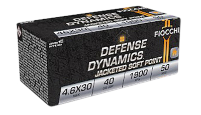 Fiocchi 46EXB Defense Dynamics  4.6x30mmH&K 40gr Jacketed Soft Point 50 Per Box/20 Case