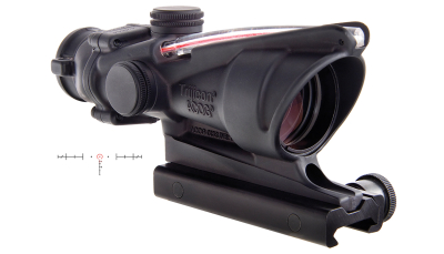 Trijicon 100220 ACOG  Black Hardcoat Anodized 4x32mm Illuminated Red Horseshoe w/ Red Dot 6.8 SPC Reticle