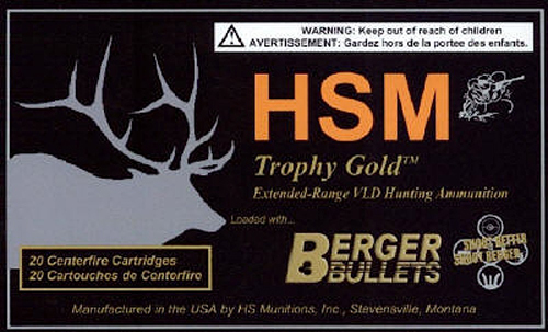 HSM 300WSM168VLD Trophy Gold Extended Range 300 WSM 168 gr Berger Hunting VLD Match 20 Per Box/ 25 Case
