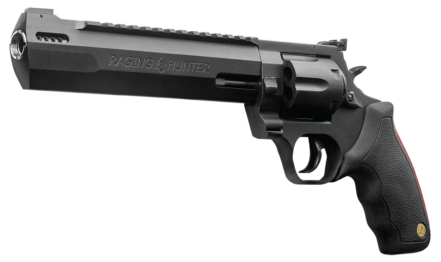 Taurus 2440081RH-DLX Raging Hunter 44 Rem Mag 5rd 8.37" Matte Black Oxide Cylinder Matte Black Aluminum Black Rubber with Integrated Red Cushion Insert Grip Includes Case