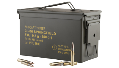 PPU PP3006GMC Standard Rifle  30-06Springfield 150gr Full Metal Jacket/500rds *Sold by Case *Includes Metal Can