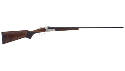 TriStar 38120 Bristol SxS Full Size 20 Gauge Break Open 3" 2rd 28" Blued Side By Side Barrel, Nickel Engraved w/24K Gold Inlay Steel Receiver, Fixed Oiled Turkish Walnut Stock, Right Hand
