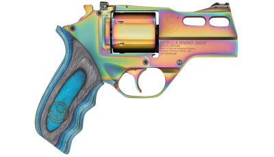 Chiappa Firearms 340319 Rhino 30DS Nebula 357 Mag 6 Shot, 3" Rainbow PVD Steel Vent Rib Barrel & Cylinder, Rainbow PVD Aluminum Frame, Blue Laminate, Grip Exposed Hammer