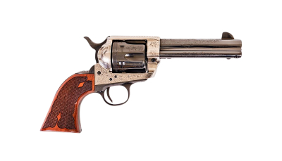 Cimarron PP400LSFW Frontier  357 Mag 6 Shot 4.75" Blued Barrel, Blued Cylinder, Old Silver Engraved Frame, Checkered Walnut Grip