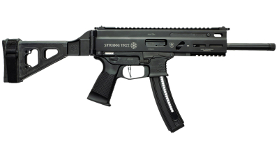 Grand Power 197892004817 TR22 Stribog 22 LR 25+1 10" Black Threaded Barrel, Black Hardcoat Anodize Receiver w/Picatinny Rail, Black SB Tactical Brace, Black Polymer Grip, Ambidextrous