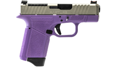 Gforce Arms GF932512PUN Rapture  Sub-Compact Frame 9mm Luger 12+1 3.25" Black Steel Barrel, Nickel Steel Optic Cut/Serrated Slide, Purple Cerakote Polymer Frame, Shield RMSc/RMR Footprint