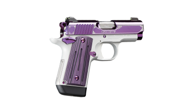Kimber Mfg, Inc 3300214 Micro 9  9mm Luger 7+1 3.15" Stainless Ramped Steel Barrel, Purple PVD w/Border Engraving Stainless Steel Serrated Slide, Kimpro II Silver Aluminum Frame, Black/Purple G10 Grip
