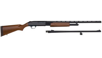 Mossberg 54282 500 Combo Full Size 20 Gauge Pump 3" 5+1 Blued 26" Slugster/24" Fully-Rifled Barrels, Blued Steel Receiver, Fixed Wood Stock, Right Hand, Fully Rifled Bore Barrel
