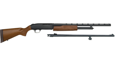 Mossberg 54188 500 Bantam Combo Youth 20 Gauge Pump 3" 5+1 Blued 22" Vent Rib/24" Fully-Rifled Barrels, Blued Steel Receiver, Fixed Wood Stock, Right Hand, Accu-Set Full Rifled Bore Choke