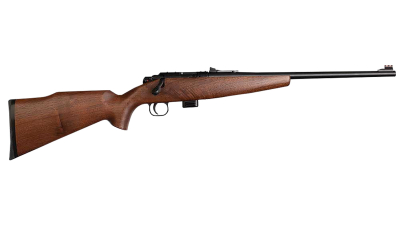 Crickett KSA20411 Model 722 Sporter Compact Youth 22 LR 7+1 16.25" Blued Barrel & Receiver, Fixed Front/Adjustable Rear Sights, Walnut Stock w/13.5" LOP, Rebounding Firing Pin Safety
