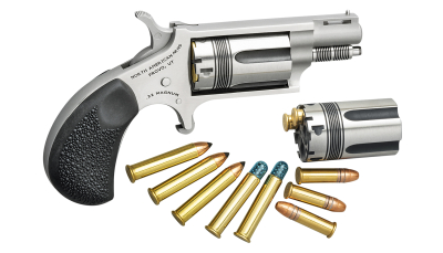 North American Arms 22MCTW Wasp Combo 22 LR/22 WMR 5 Shot 1.63" Stainless Steel Vent Rib Barrel, Stainless Steel Frame & Cylinder, Black Pebbled Rubber Grip, Exposed Hammer