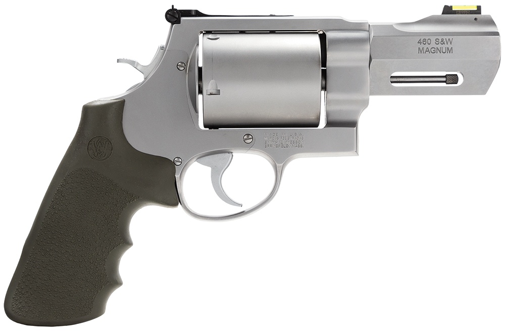 Smith & Wesson 170350 PC Model 460 XVR X-Large 460 S&W Mag 5 Shot 3.50" Stainless Steel Barrel, Stainless Cylinder, Matte Silver Stainless Steel Frame, Black Finger Grooved Grip, Teardrop Hammer