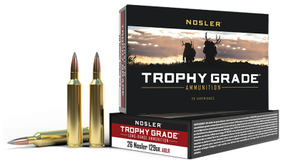Nosler 60110 Trophy Grade Long-Range 26Nosler 129gr Nosler Spitzer AccuBond Long Range 20 Per Box/10 Case
