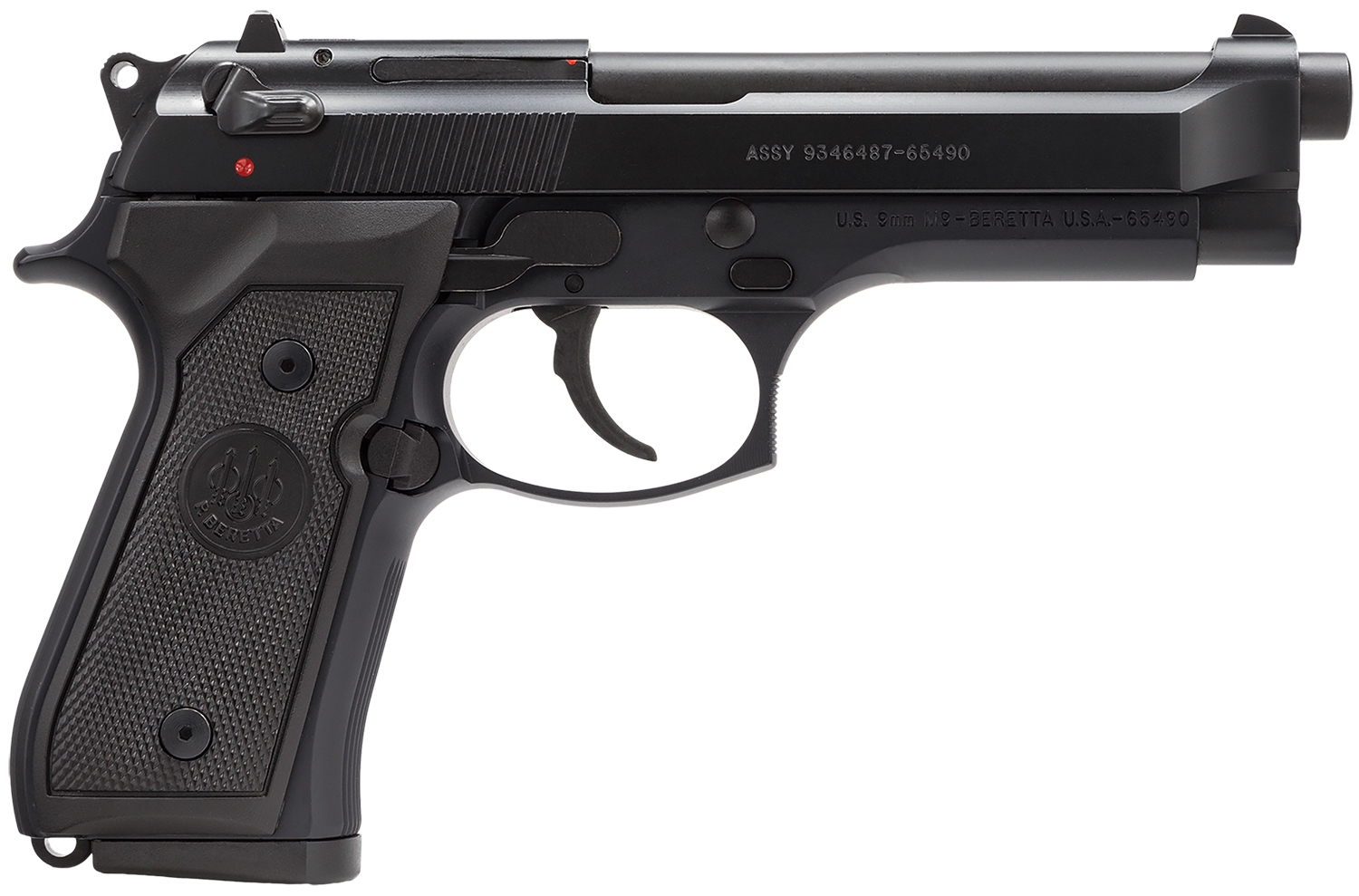 Beretta USA J92M9A0CA M9 *CA Compliant Full Size Frame 9mm Luger 10+1, 4.90" Steel Barrel, Black Bruniton Serrated Steel Slide & Aluminum Frame w/Beavertail, Ambidextrous