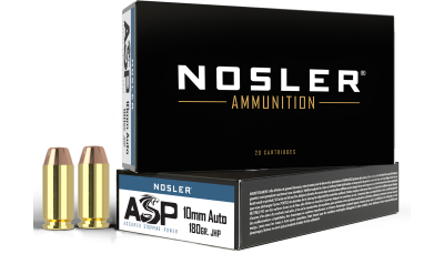 Nosler 51412 Assured Stopping Power Handgun 10mmAuto 180gr Jacketed Hollow Point 50 Per Box/10 Case