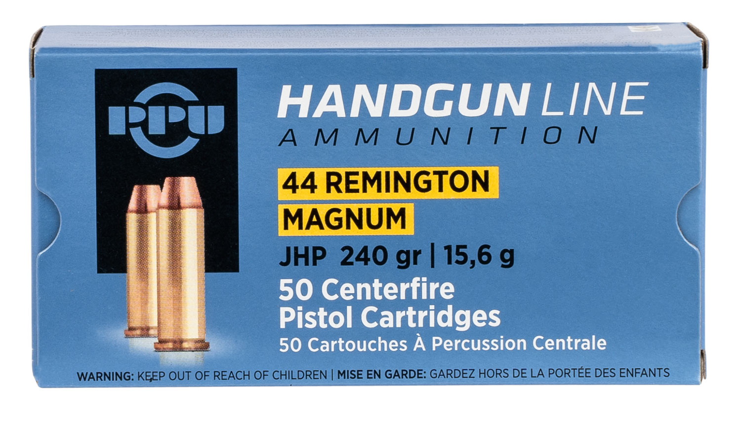 PPU PPH44MH Handgun 44RemMag 240gr Jacketed Hollow Point 50 Per Box/10 Case