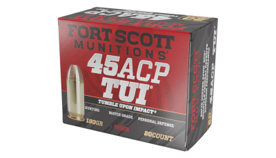 Fort Scott Munitions 450180SCV Tumble Upon Impact (TUI)  45ACP 180gr Solid Copper Spun 20 Per Box/25 Case