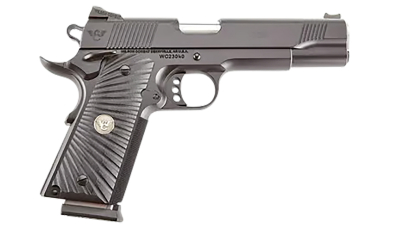 Wilson Combat CQBFS9A CQB  Full Size Frame 9mm Luger 10+1 5" Match Grade Barrel, Black Serrated Carbon Steel Slide, Black Armor-Tuff Carbon Steel Frame w/Beavertail, Black G10 Starburst Grip