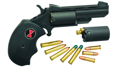 North American Arms BWCCRK Black Widow  22 LR or 22 WMR 5 Shot 2" Vent Rib Barrel, Overall Stainless Finish, Finger Grooved Black Rubber Grip & Fixed Sights Includes Cylinder