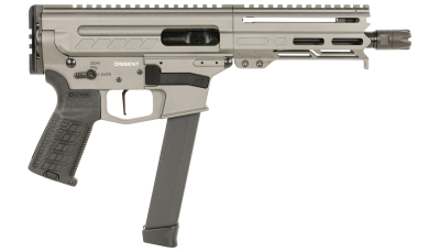 CMMG 99A68A2TNG Dissent MKGS 9mm Luger 33+1 6.50", Tungsten Gray Rec, Picatinny Brace Adapter, 5.50" M-LOK Handguard, Left Side Charging Handle, Zeroed Linear Comp, TriggerTech Trigger
