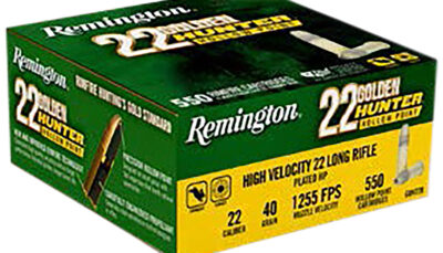 Remington Ammunition R21253 Golden Hunter 22LR 40gr Plated Hollow Point 550 Per Box/12 Case