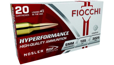 Fiocchi 6CMRD Hyperformance Match 6mmCreedmoor 105gr Nosler Reduced Drag Factor 20 Per Box/10 Case