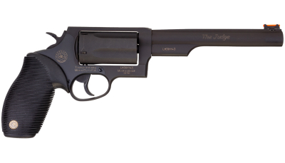 Taurus 2-441061T Judge  Compact 45 Colt (Long Colt) 410 Bore 5 Shot 6.50" Matte Black Oxide Alloy Steel Barrel, Cylinder & Frame, Black Rubber Grip, Transfer Bar Safety, Exposed Hammer