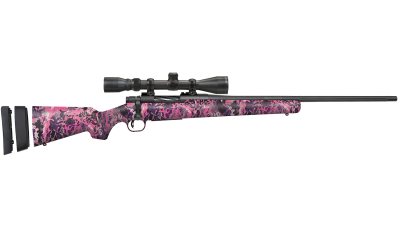 Mossberg 28258 Patriot Super Bantam w/Optic 350 Legend 4+1 22" Matte Blued Fluted Threaded Barrel, Matte Blued Drilled & Tapped Receiver, Adj LOP Muddy Girl Wild Synthetic Stock, 3-9x40mm Duplex