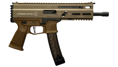 Grand Power 197892004763 SP9A1 Stribog 9mm Luger 30+1 8" Black Threaded Barrel, M-LOK Handguard, Flat Dark Earth Aluminum Picatinny Rail Receiver, FDE Polymer Grip, Thread Protector