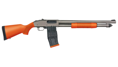Mossberg 50220 590M  12 Gauge 10+1 18.50" Tungsten Gray Cerakote Barrel & Steel Drilled & Tapped Receiver, Magpul SGA Safety Orange Synthetic Stock